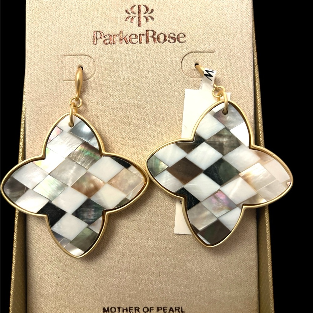Parker Rose Gold and Mother of Pearl Mosaic Earrings
